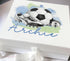 Personalised Football Keepsake Box with Ribbon Tie - Pink or Blue Perfect Birthday Gift for Boys or Girls