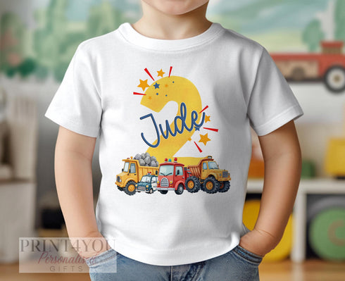 Personalised Vehicle Birthday T-Shirt | Custom Name & Age Top