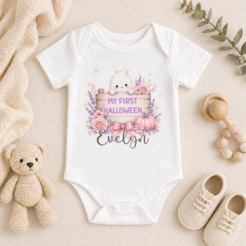 Personalised Baby Halloween Outfit, Pink Ghost Pumpkin Vest Gifts