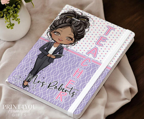 Personalised Teacher Notebook Custom A5 Journal with Up to 7 Characters Perfect End-of-Year Thank You Gift