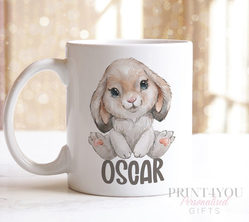 Personalised Easter Bunny Rainbow Mug Cute Boy Rabbit Gift for Grandchildren Perfect for Him