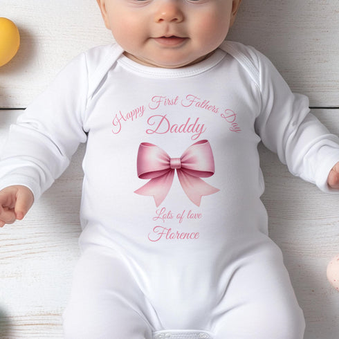 Personalised First Father's Day Baby Vest, DTG Printed, Newborn Gift, Soft Cotton Baby Outfit, Father's Day Baby Grow, 1st Father's Day Gift