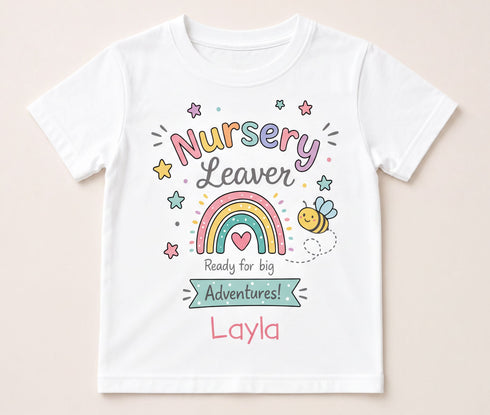 Personalised Nursery Leaver T-Shirt | Rainbow Bee Preschool Gift