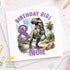 Girls T – Rex Birthday Card – Custom Name & Age – Purple Dino, 6x6 Square - Front Only