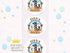 Printed first birthday stickers shown as wrapping paper
