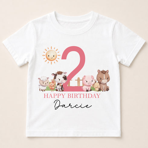 Children's clothing with the farm birthday shirt design