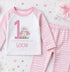 Personalised Birthday Pyjamas – Girls Pink Floral 1st Birthday Outfit With Custom Name - Vest