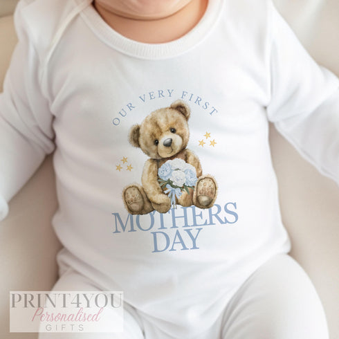 Our First Mother's Day Baby Outfit, Mummy and Son, Super Soft Cotton Vest, Bib, T-shirt or Sleepsuit - Create a Custom Set!