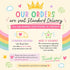 The image is a colorful and whimsical poster with a rainbow background, featuring text and illustrations related to standard delivery services.