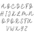 a handwritten alphabet with a black stroke on a white background
