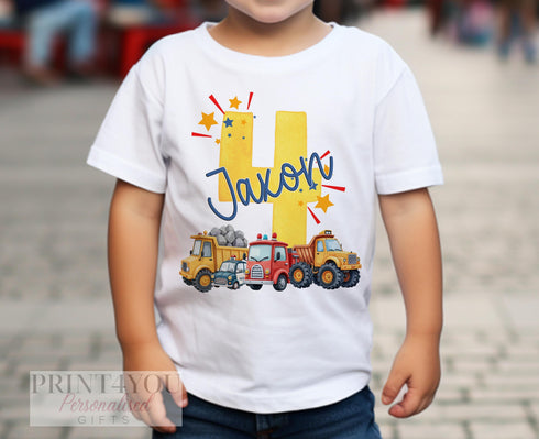 Personalised Vehicle Birthday T-Shirt | Custom Name & Age Top