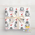 Personalised Christmas Wrapping Paper - Cute Penguin Gift Wrap with Custom Name & Red Stars