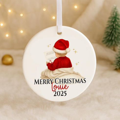 Personalised Ceramic Christmas Bauble 2025 Custom Ornament Gift for Boys Girls