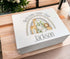 Personalised Baby Keepsake Box with Magnetic Closure - Grey Safari Rainbow Design