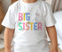 Children's White Cotton T-Shirt - "Big Sister" or "Little Sister" DTG Printed - Unique Design