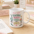 Personalised Teacher Mug – Custom Name Ceramic Coffee Cup – Thank You Gift UK - Pink handle
