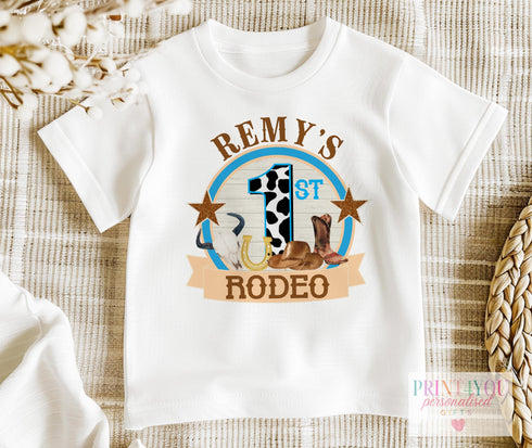 Personalised 1st Rodeo Birthday Outfit: Cowboy T-Shirt or Jumper
