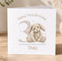A birthday card with a cute bunny rabbit and the number 3, celebrating a third birthday.