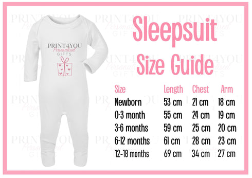 a baby's sleep suit size guide