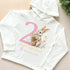 Birthday Bunny Rabbit Personalised Lightweight long-sleeved t-shirt with hood - Super Soft cotton jersey top, Numbers 1-5