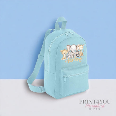 Personalised Safari Animal Kids Backpack | Custom Name Rucksack | Jungle Nursery Bag | Baby Toddler School Gift