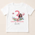 A white t-shirt with a graphic design featuring a mermaid character, a number 3, and a balloon. The text below the design reads "Happy Birthday Eva".