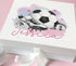 Personalised Football Keepsake Box with Ribbon Tie - Pink or Blue Perfect Birthday Gift for Boys or Girls