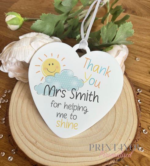 Personalised Thank You Gift - Nursery Teacher Acrylic Hanging Heart Keepsake