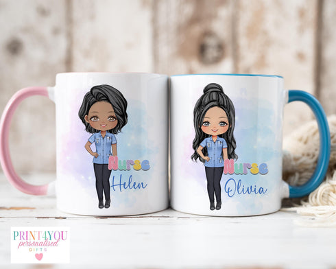 Personalised Nurse Mug – Custom Ceramic Coffee Cup with 7 Character Options - Nurse 1
