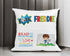 Personalised Kids Football Cushion - Custom Name Pillow - 40x40cm Bedtime Story Holder - Optional Insert