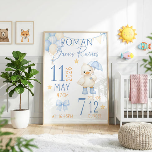 Personalised Baby Poster – Custom Baby Print with Birth Stats | Nursery Wall Art