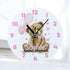 Personalised Childrens Acrylic Clock - Pink Teddy Bear with Balloons Ideal New Baby Girl Gift - 245cm Wide.