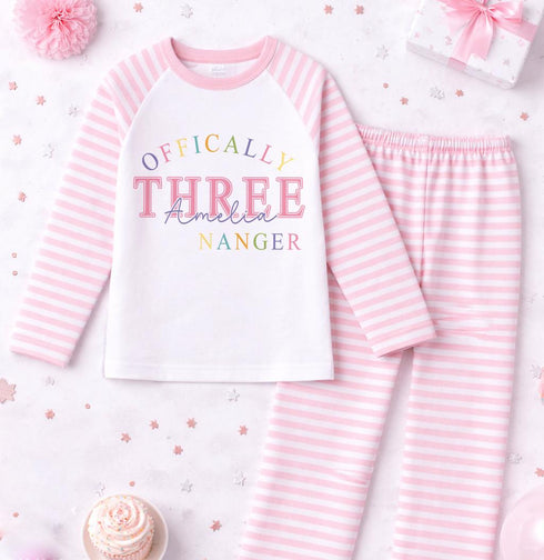 Children's clothing with the girls 3rd birthday pyjamas design