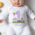 Personalised Purple Fairy First Birthday T-shirt, Sleepsuit, Vest or Bib, Blue Text