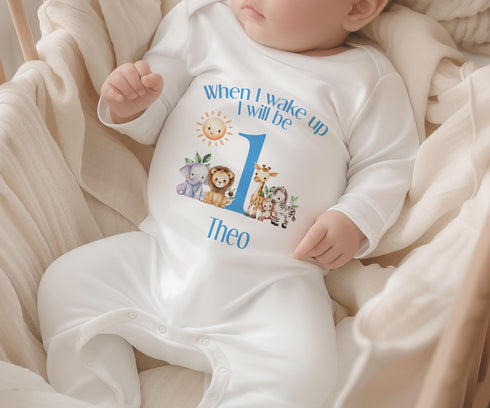 Personalised Safari Birthday Outfit – Blue Jungle Theme Soft Cotton Pyjamas
