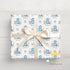 Dog Birthday Wrapping Paper - Personalised Name & Age Blue Balloon Party Wrap
