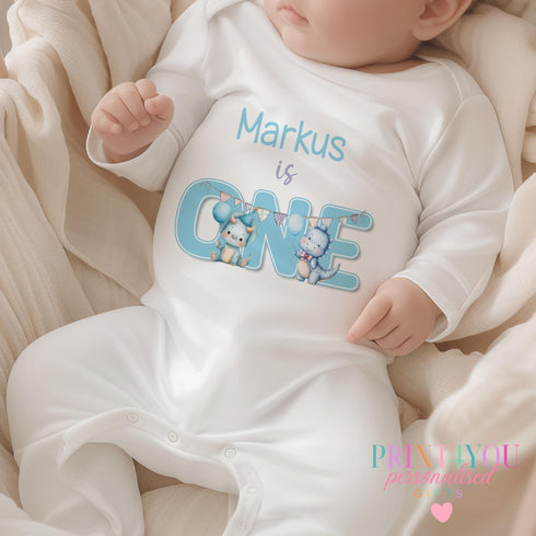 Personalised Dino Birthday Outfit - Baby Boy 1st Birthday Cake Smash T-Shirt