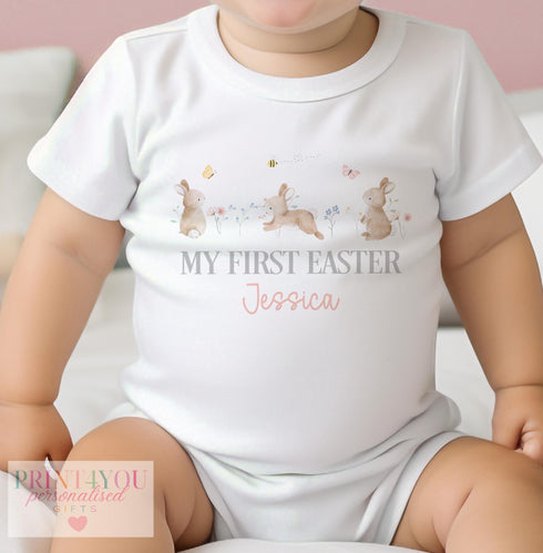 My First Easter Babygrow - Hoppy Bunny Rabbit Vest New Baby Gift