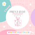 a pink and blue gift card with a present on it