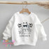 Too Cute to Spook Halloween Jumper โ Personalised Kids Ghost Sweatshirt โ Soft White โ DTG Printed โ Sizes 6m to 10yrs