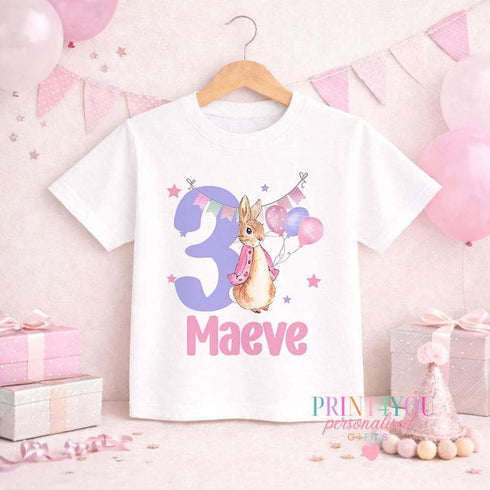 Personalised 3rd Birthday Bunny T Shirt or Jumper – Girls 3rd Birthday Outfit - 6-12m