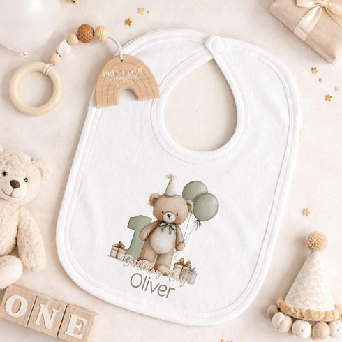 1st Birthday Boy Outfit – Personalised Teddy Bear Baby Vest – Soft Cotton Sleepsuit