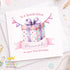 Personalised Birthday Card with Gift Box – Any Name, Age & Relation – 6x6" Girl’s Greeting Card