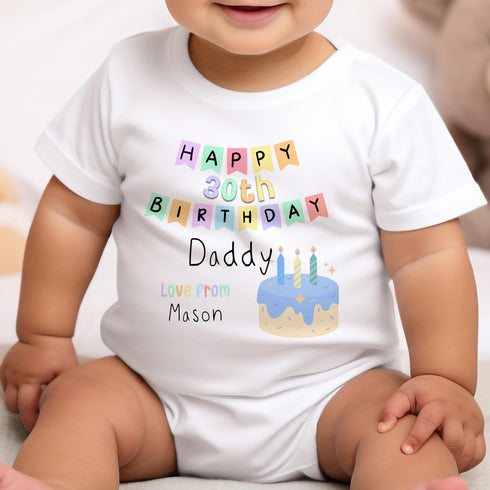 Happy Birthday Daddy, 21st 30th 40th Birthday as My Daddy, Sleepsuit Baby grow Bodysuit Vest, Dad Birthday, Daddy Birthday