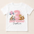 A white t-shirt with a pink number 3 and a birthday message for a child named Sophia.
