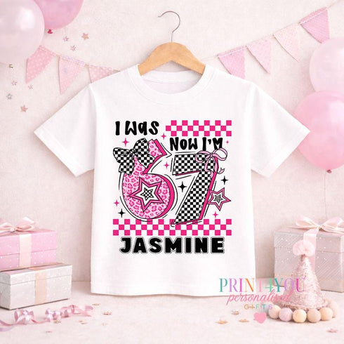 Personalised Birthday T – Shirt – Girls 7th Birthday Tee With Pastel Party Design - 4-5 years