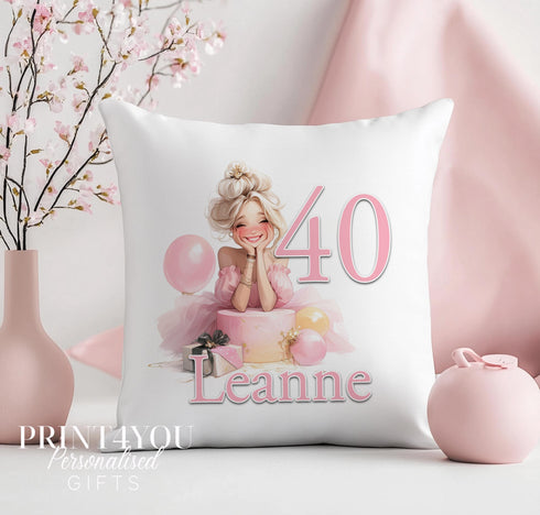 Personalised Birthday Cushion – Custom Name Milestone Birthday Gift – Soft Polyester, Machine Washable Cover - Cushion cover only