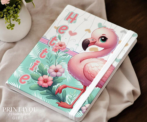 Personalised A5 Flamingo Notebook Custom Name Hardback Journal Cute Gift for Girls