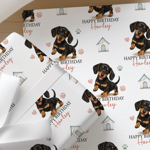 Personalised Dachshund Wrapping Paper | Birthday Gift Wrap, Custom