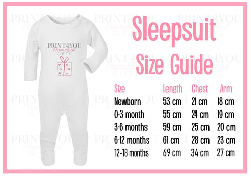 a baby's sleep suit size guide